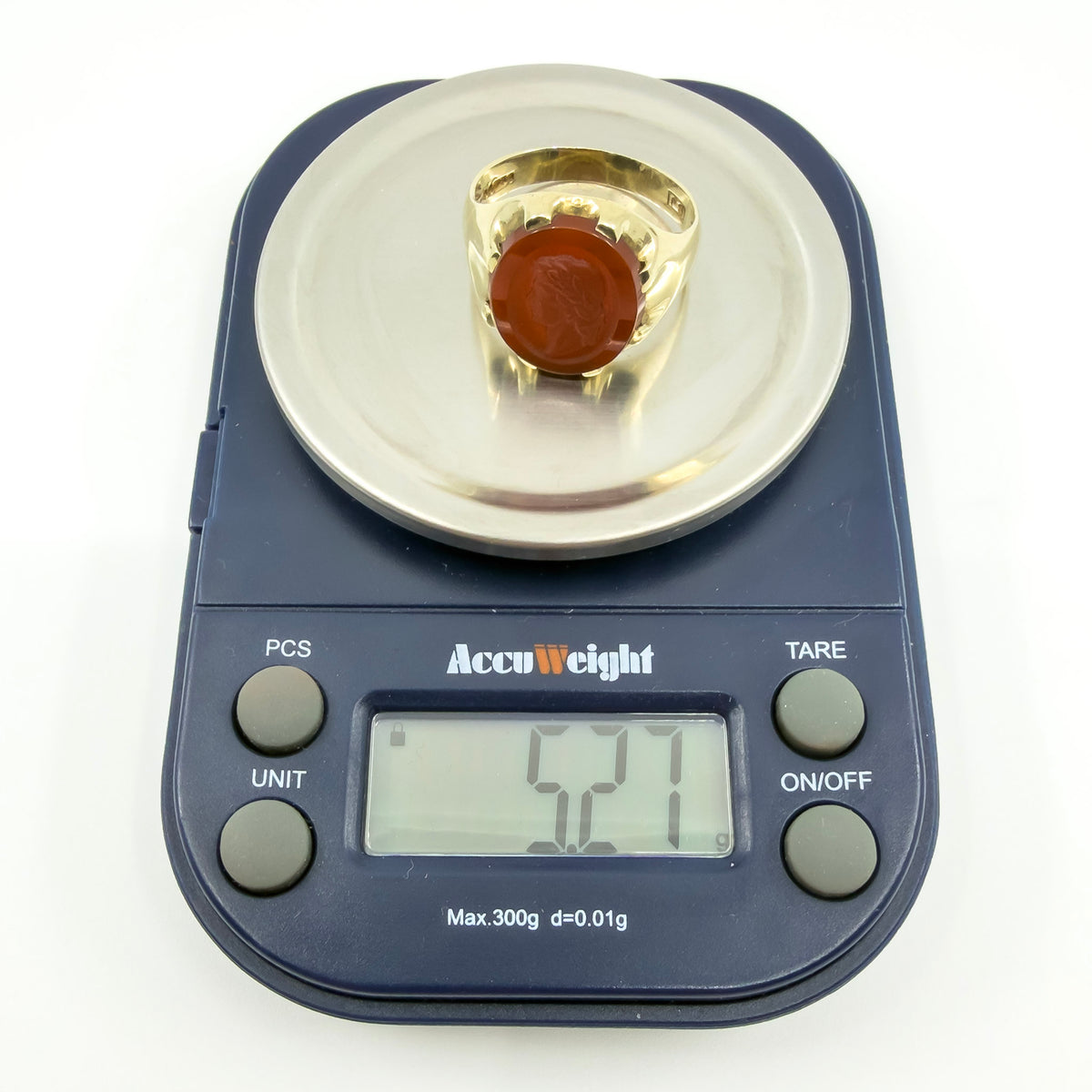 Vintage 9ct Gold Carnelian Intaglio Signet Ring 375 Size U - V