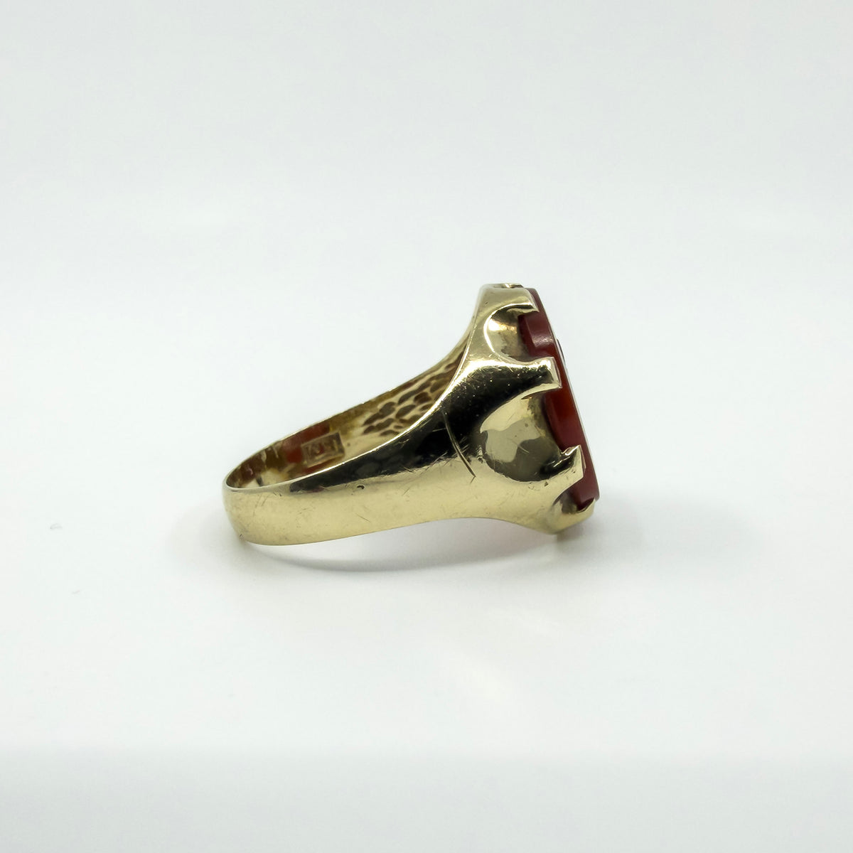 Vintage 9ct Gold Carnelian Intaglio Signet Ring 375 Size U - V