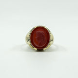 Vintage 9ct Gold Carnelian Intaglio Signet Ring 375 Size U - V