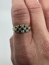 Antique Art Deco 18ct Gold Sapphire & Old Cut Diamond Half Hoop Ring 750 Size P