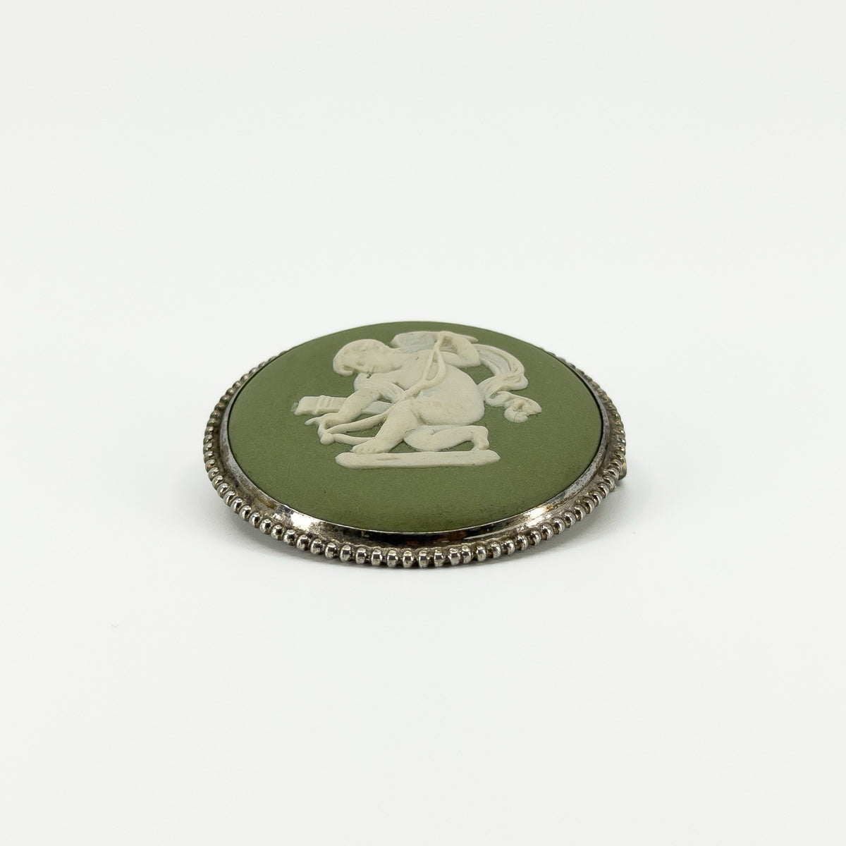Vintage Sterling Silver Wedgewood Cupid Cherub Jasper Ware Cameo Brooch 925