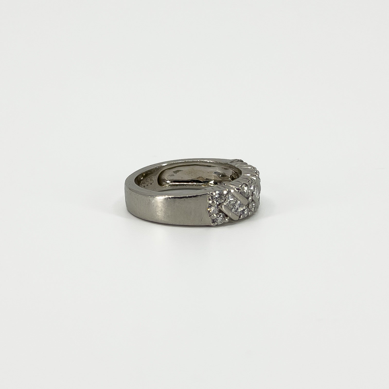 Wide Chunky Platinum Diamond Band / Ring 950 Size L - M