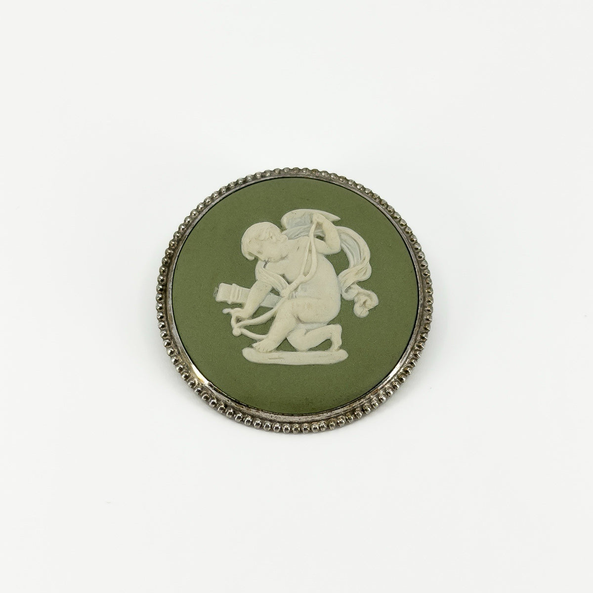 Vintage Sterling Silver Wedgewood Cupid Cherub Jasper Ware Cameo Brooch 925