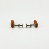 Antique Victorian Sterling Silver Natural Coral Screw Back Earrings 925