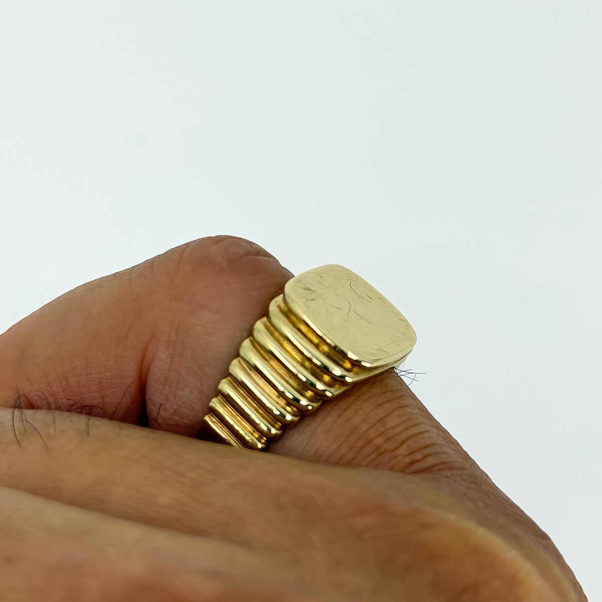 Vintage 9ct Gold Signet Ring 375 Size T - U 375 UNISEX Art Deco Style