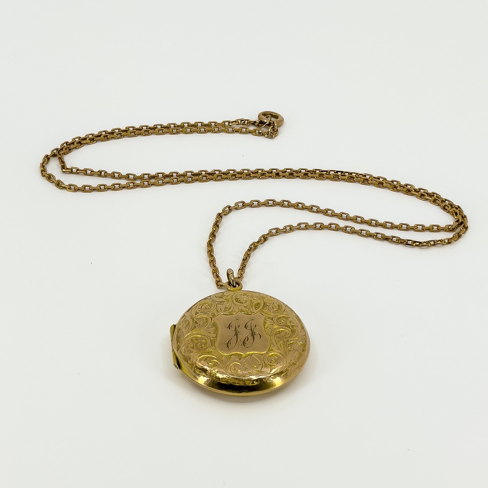 Large Antique 9ct Rose Gold Photo Locket & 19" Chain 375 (Birm 1886)
