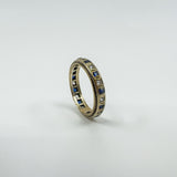 Vintage 9ct Gold Blue & White Spinel Full Eternity Band / Ring Size Q