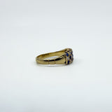 Antique Art Deco 18ct Gold Sapphire & Old Cut Diamond Half Hoop Ring 750 Size P