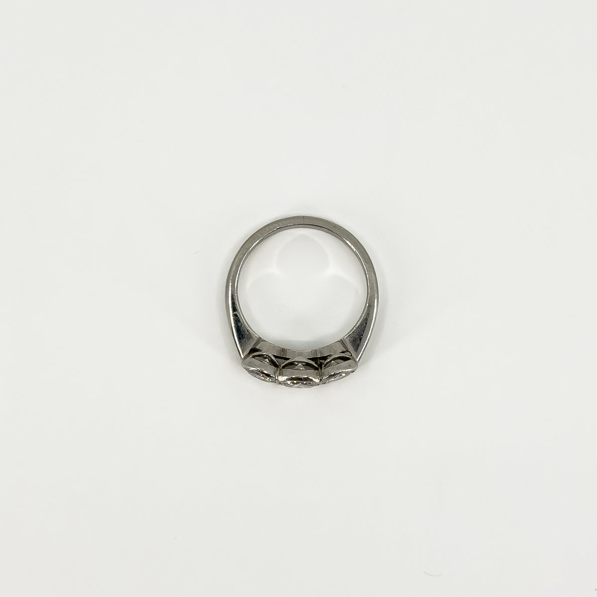 Vintage Platinum 1.60ct Diamond Trilogy Ring 950 Size L