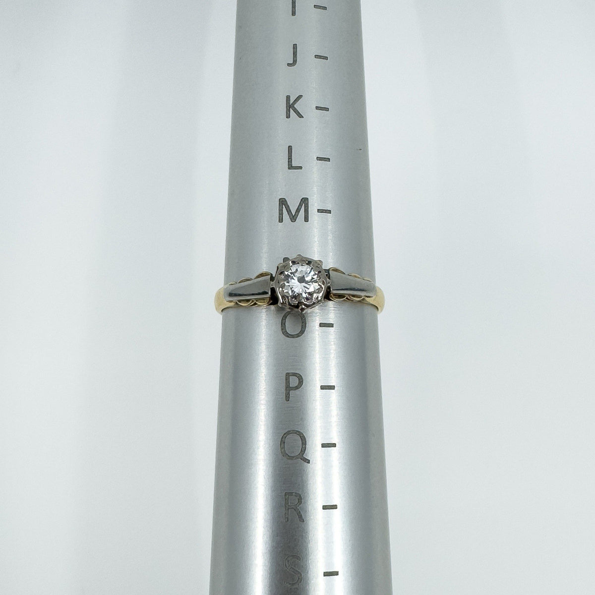 Vintage 18ct Gold & Platinum 0.20ct Diamond Solitaire Ring 750 Size N
