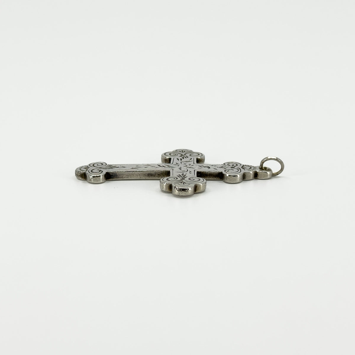Antique Victorian (1898) Sterling Silver Engraved Christian Cross Pendant 925