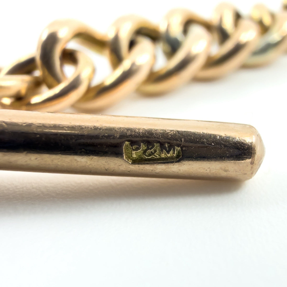 Antique 9ct Rose Gold 17.” Albert Chain Necklace Double Dog Clip T-Bar Charm 375