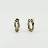 Vintage 9ct Gold Tri Coloured Twisted Hoop Earrings 375