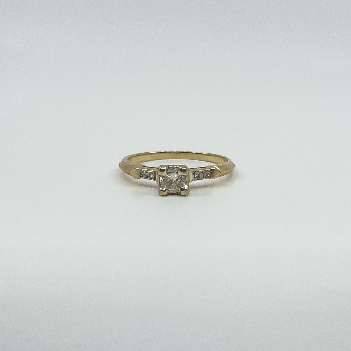 Vintage 14ct Gold 0.25ct Diamond Solitaire Ring 585 Size M 1/2
