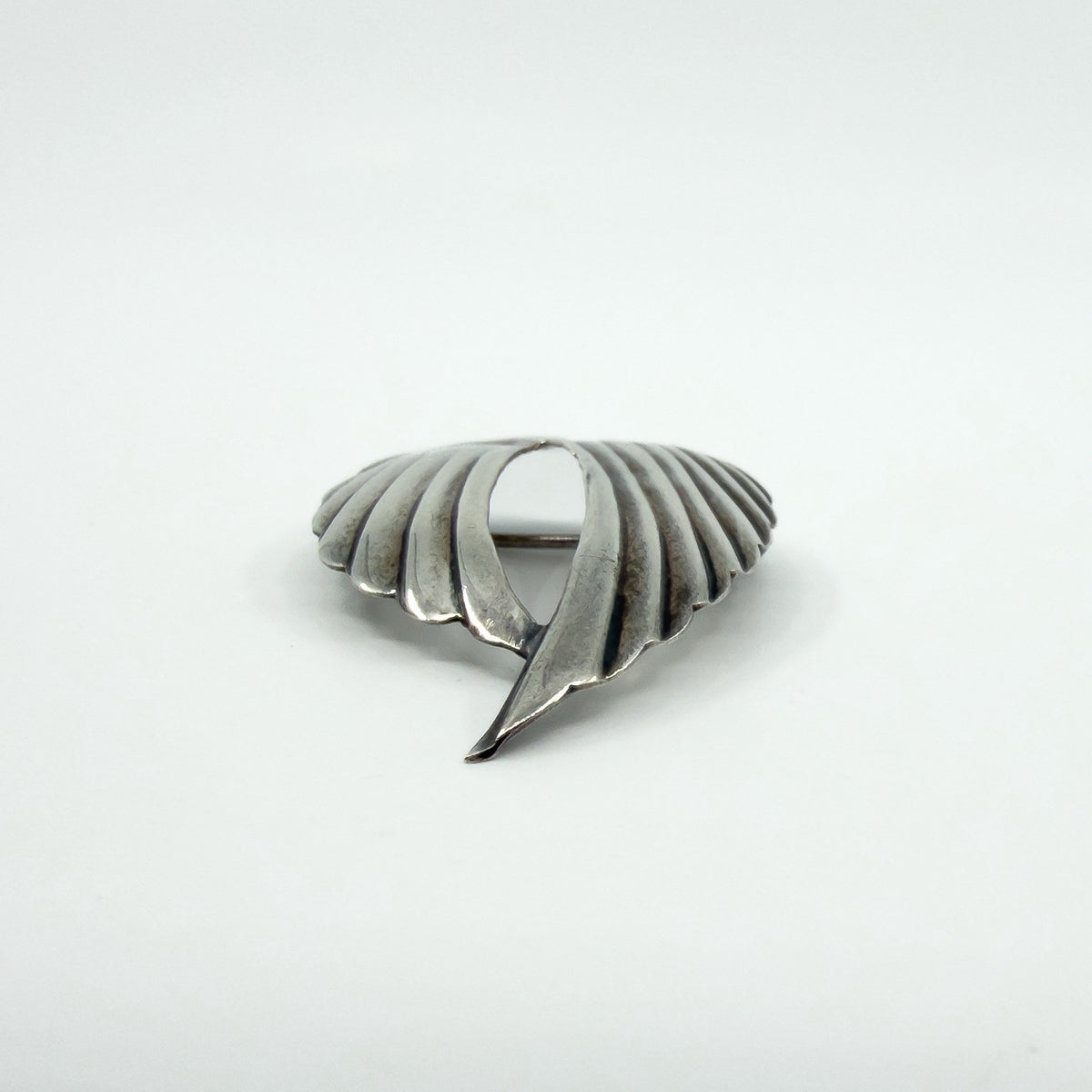 Large Sterling Silver Vintage Double Angel Wings Brooch 925