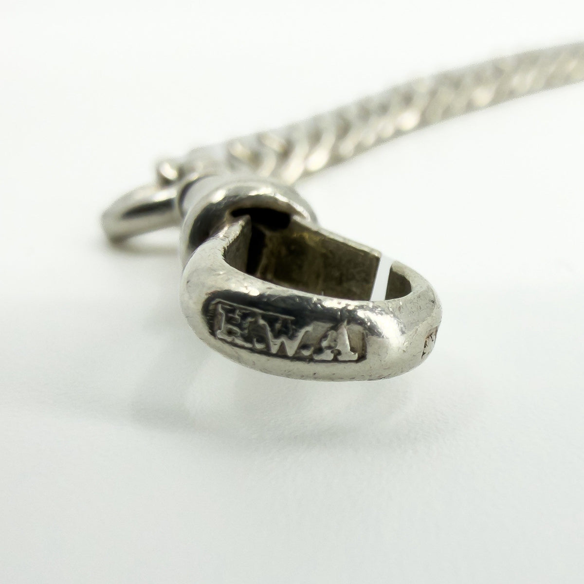 Antique 1899 Sterling Silver 14.5" Albert Curb Chain & T-Bar Pendant 925