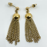 Vintage 9ct Gold Tassle Drop Earrings 375 (London 1977) Art Deco Style