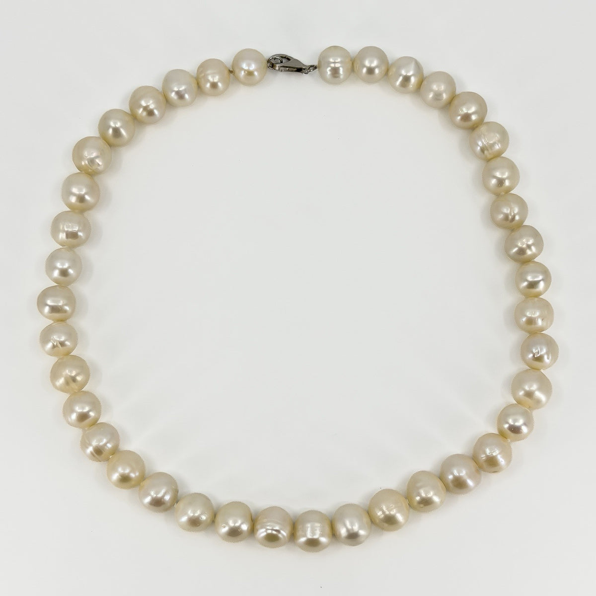 Sterling Silver Chunky White 11.7mm Baroque Freshwater Pearl 17.5" Necklace 925