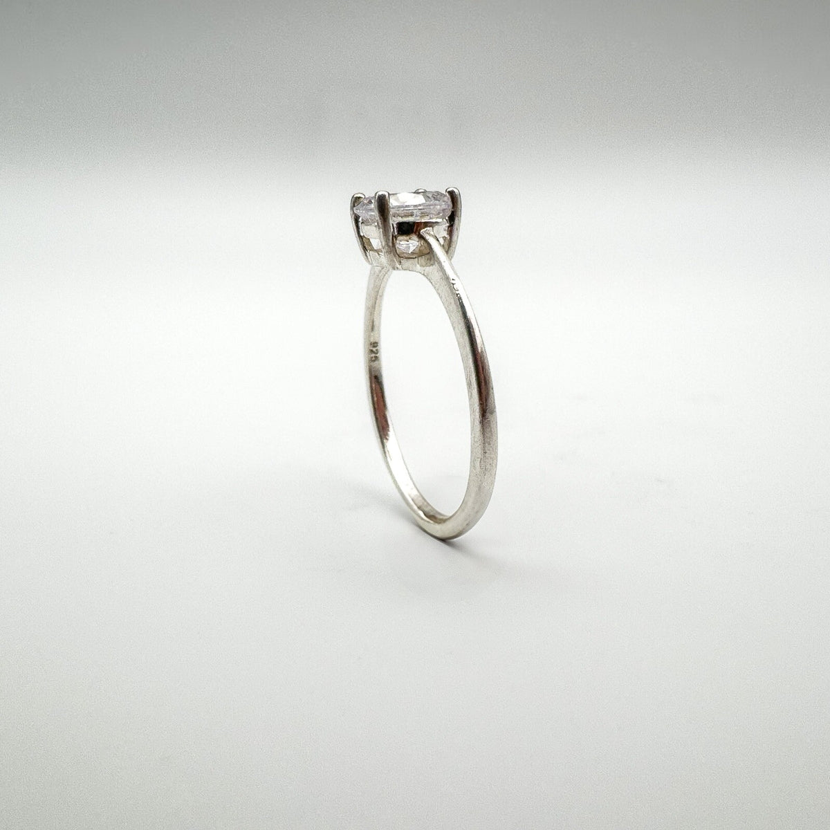1ct CZ Solitaire Engagement Ring Sterling Silver Size M