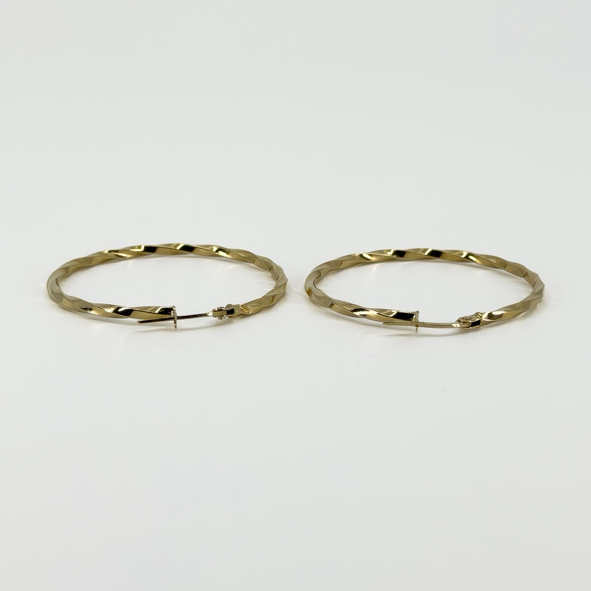 Large Vintage 9ct Gold Twisted Hoop Earrings 375