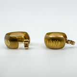 Vintage 9ct Gold Chunky Matt / Brushed Diamond Cut Hoop Earrings 375 (Birm 1977)