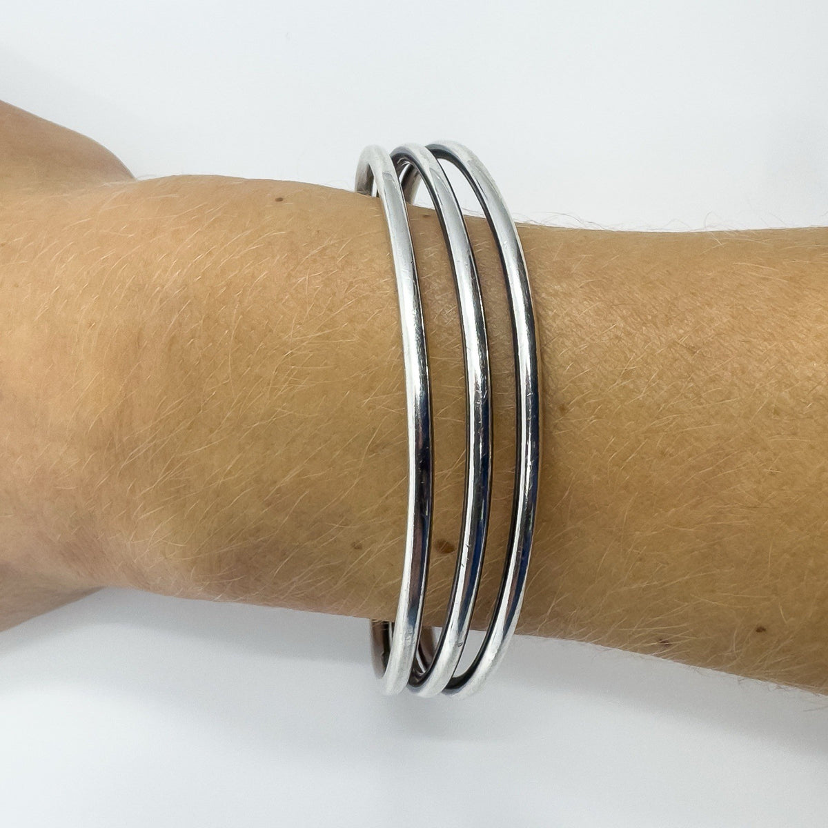 Vintage Sterling Silver Chunky Oval Trilogy Torque Bangle / Bracelet 925 29g