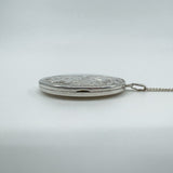 Vintage Sterling Silver Oval Engraved Photo Locket & 20” Curb Chain Necklace 925