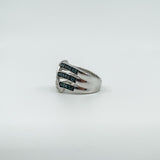 Sterling Silver Blue & White Diamond Eternity Band Ring Size L