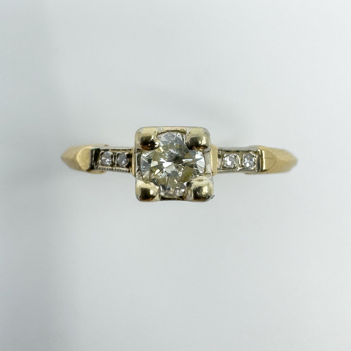 Vintage 14ct Gold 0.25ct Diamond Solitaire Ring 585 Size M 1/2