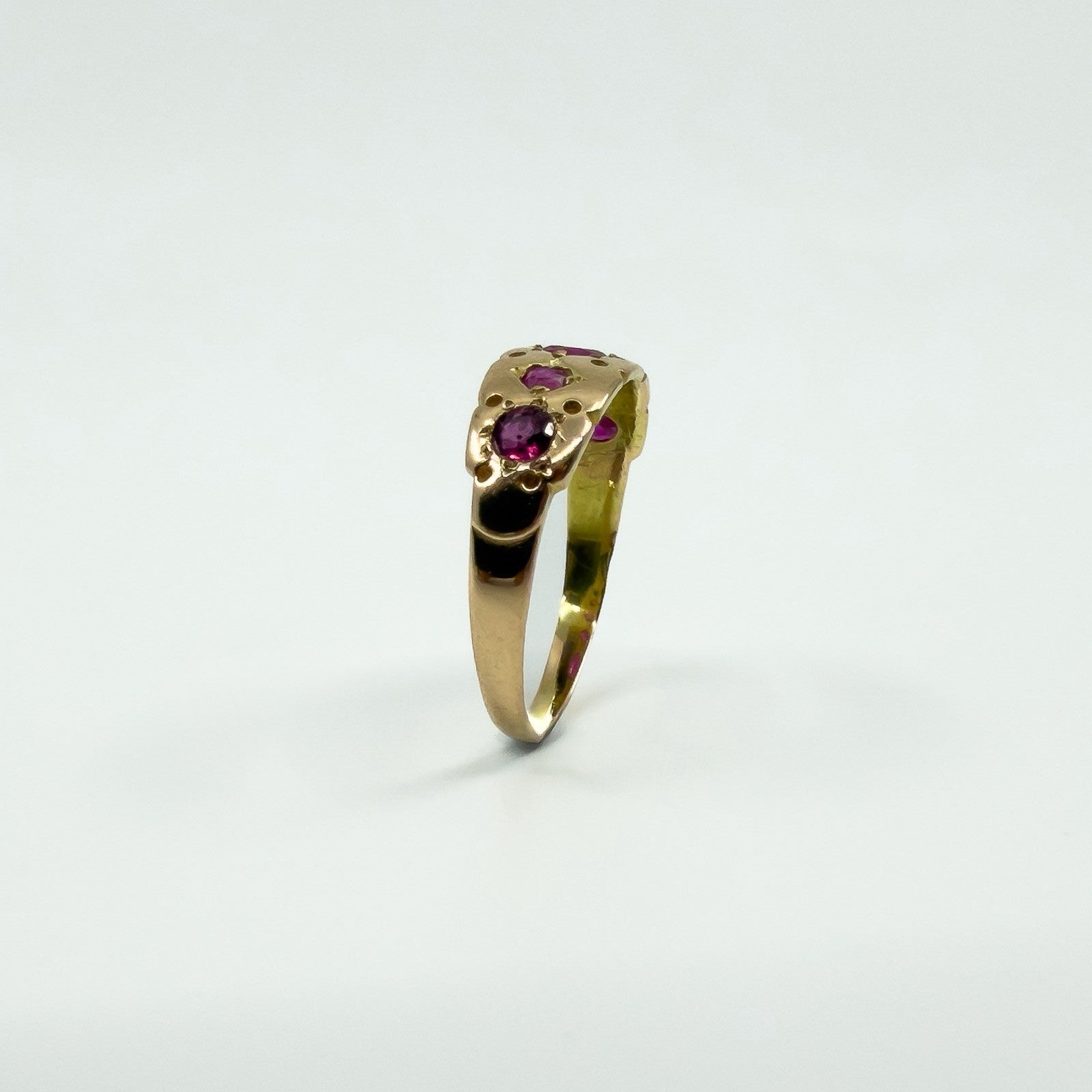 Rare Antique 15ct Rose Gold Natural Ruby Ring 625 Size M (Birm 1881)