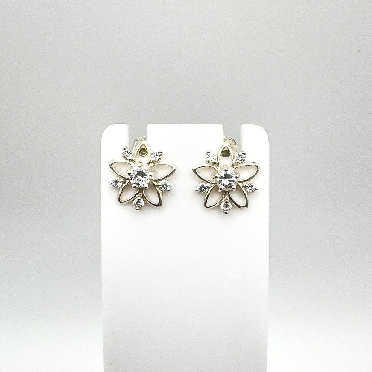CZ Star Set Stud Earrings in Sterling Silver 925