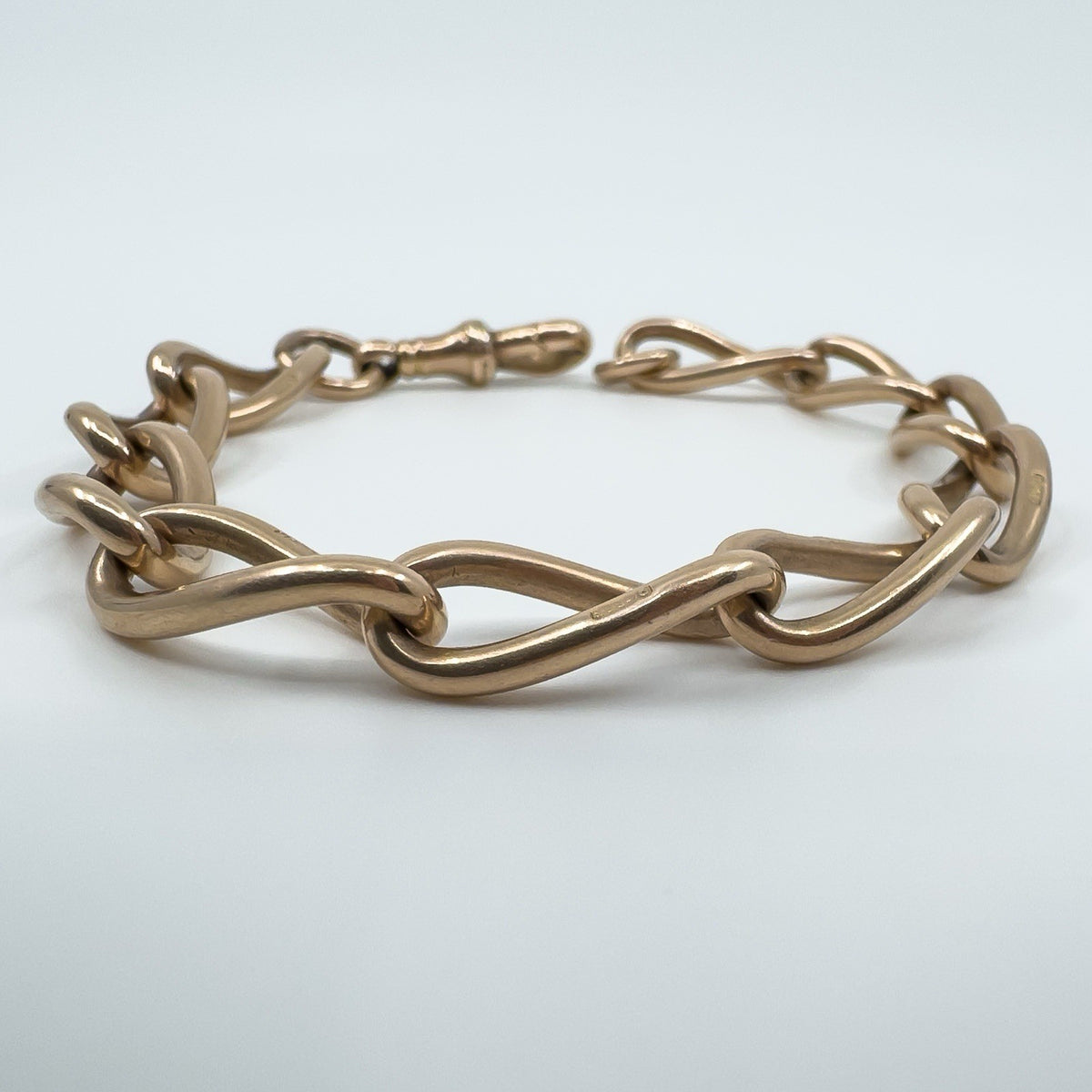 Antique 9ct Rose Gold Oval Links Bracelet
