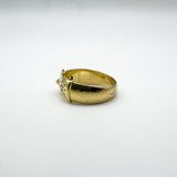Vintage 18ct Gold 0.20ct Double Diamond Buckle Ring Size P Heavy 7g 6.9mm Band