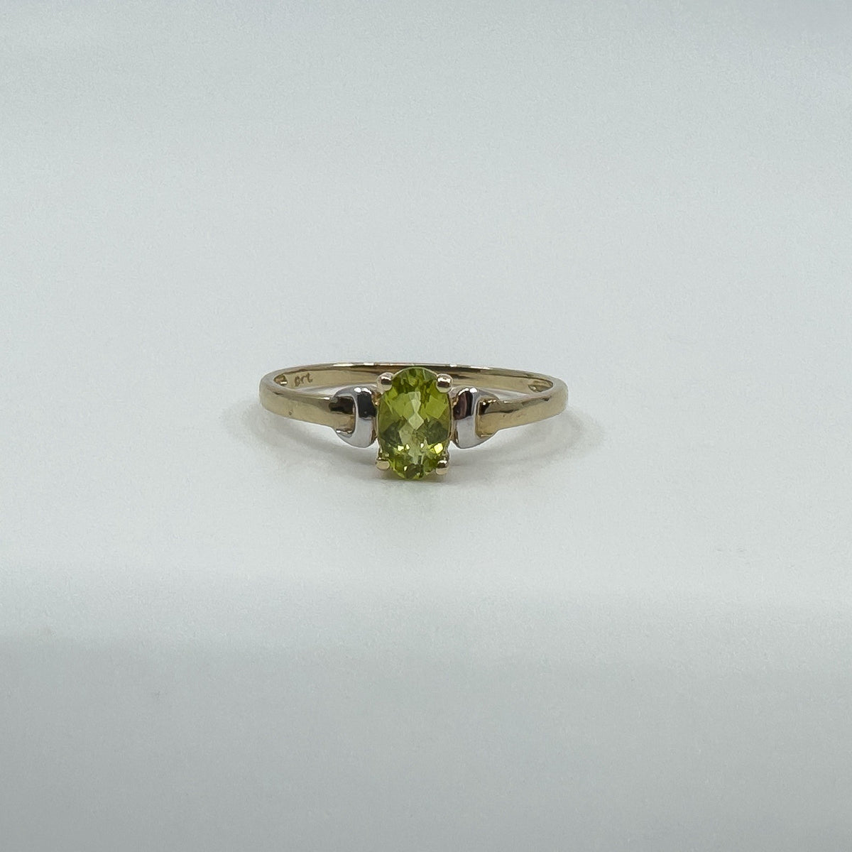 9ct Yellow Gold 0.40ct Peridot Solitaire Ring 375 Size L Engagement Stacking