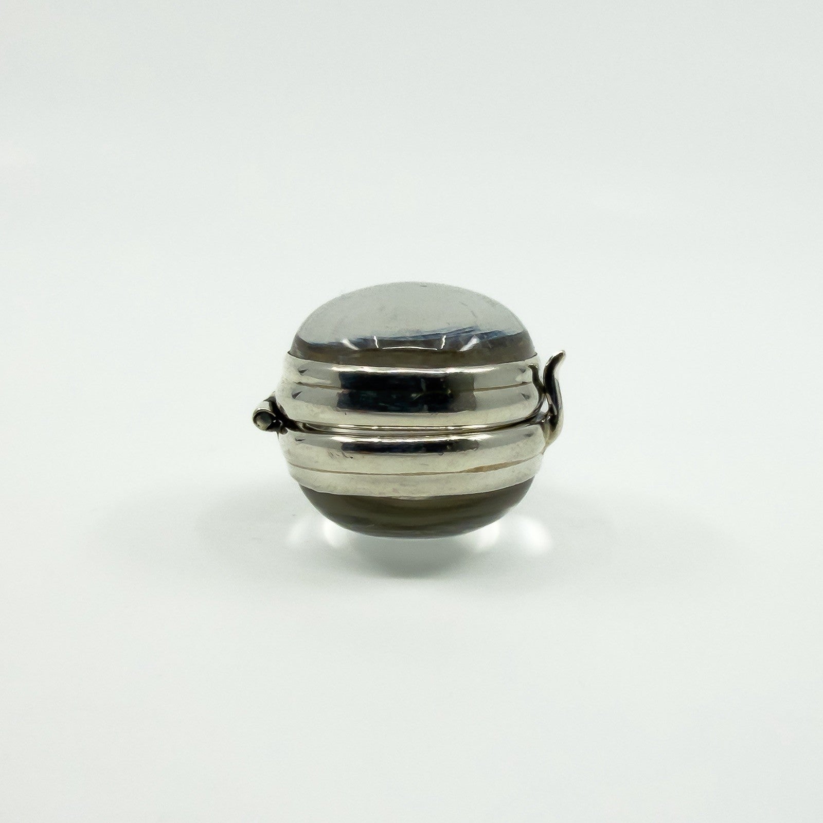 Large Chunky Sterling Silver Oval Double Sided Glass Orb Photo Locket 925