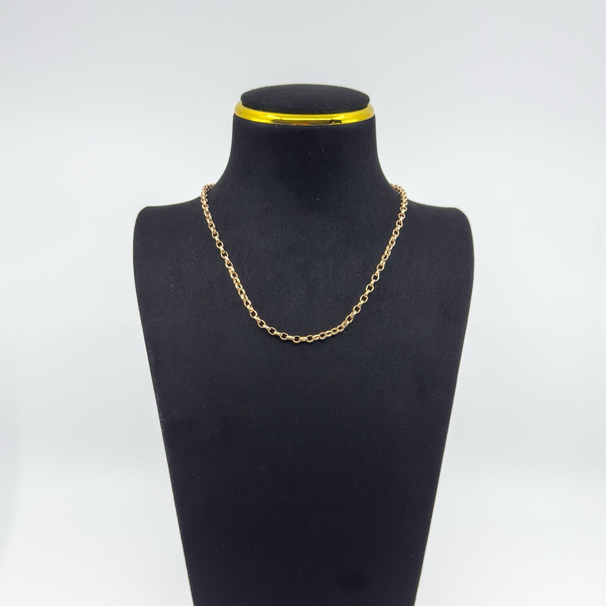 Vintage 9ct Rose Gold 15.8” Belcher / Rolo Chain Necklace 2x Dog Clips 375 10.5g