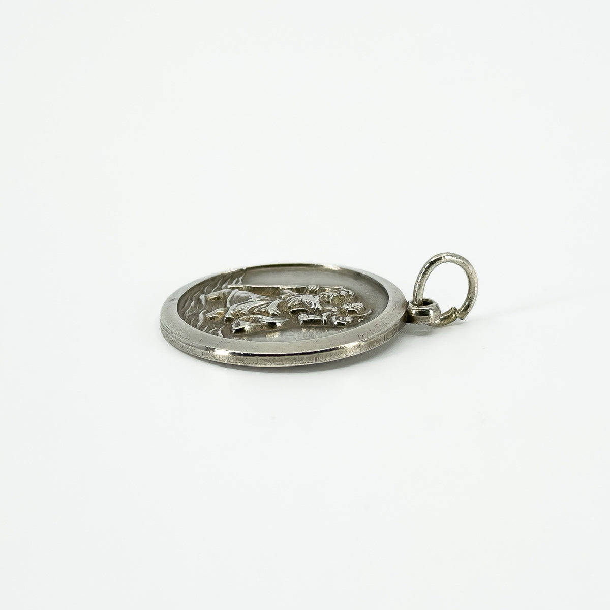 Large Vintage 1969 Sterling Silver St. Christopher Pendant 925 by Georg Jensen