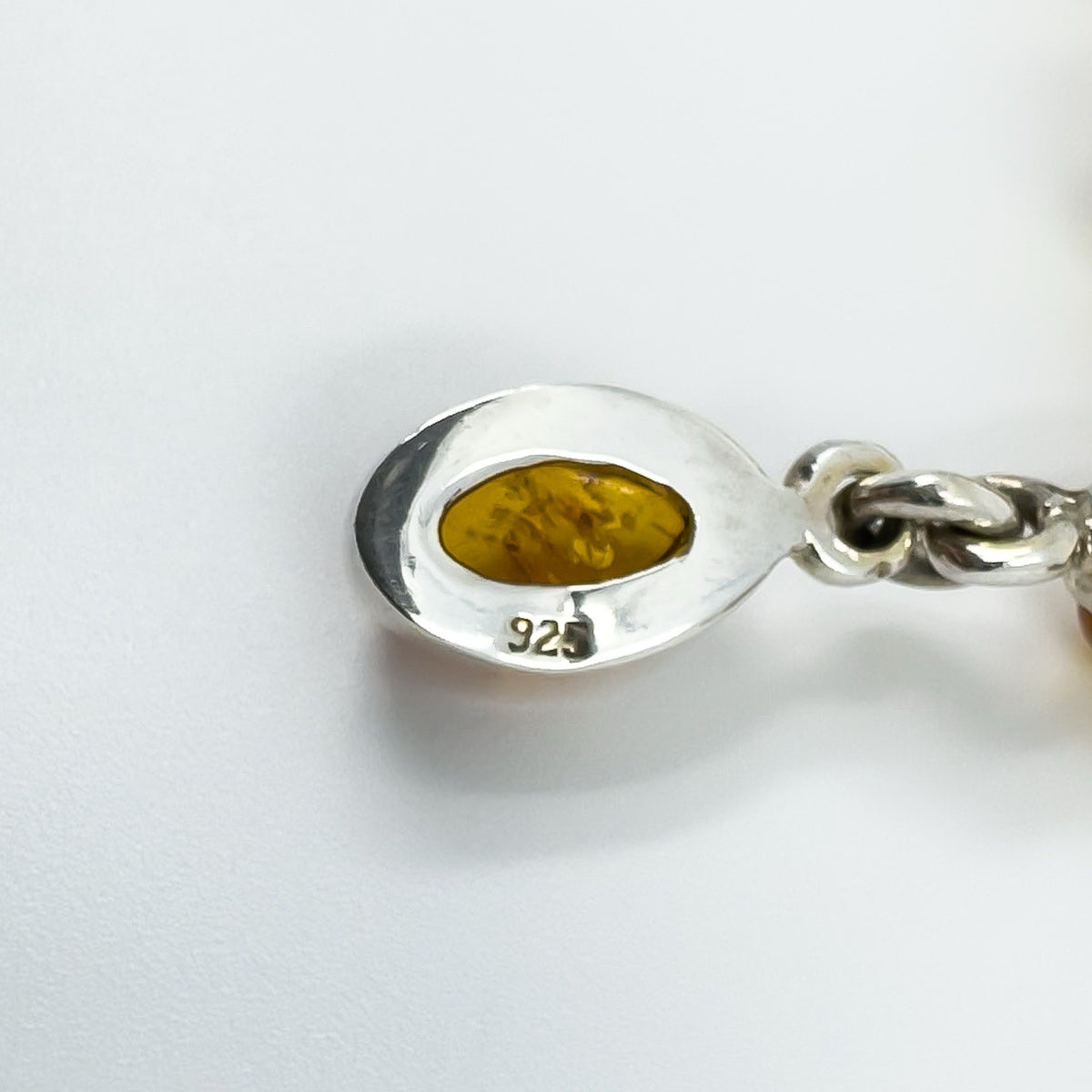 Vintage Sterling Silver Baltic Amber Fringed Drop 19” Necklace 925