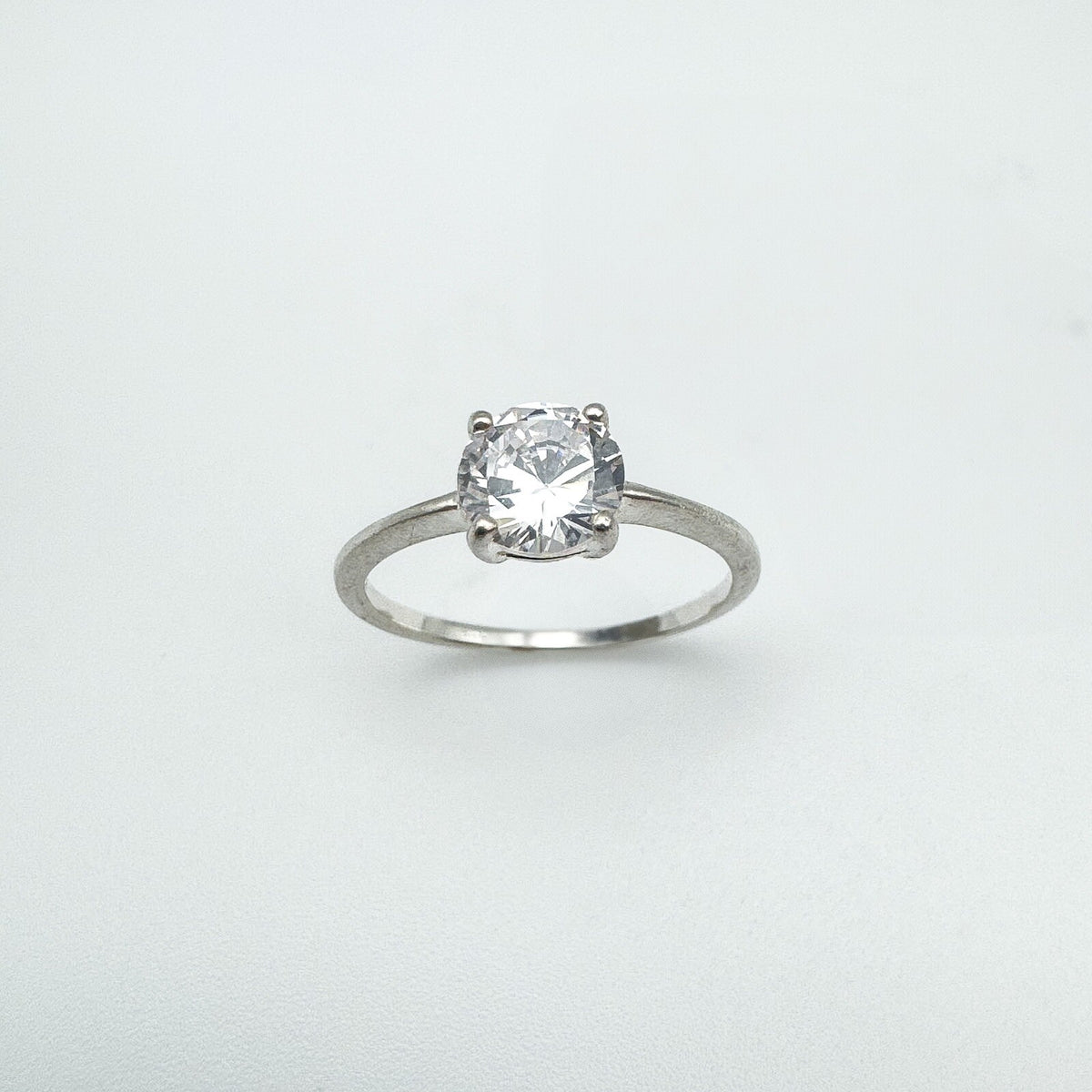 1ct CZ Solitaire Engagement Ring Sterling Silver Size M