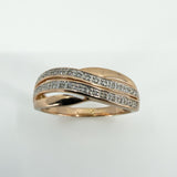 9ct - 10ct Rose Gold Diamond Band / Ring 375 Size P