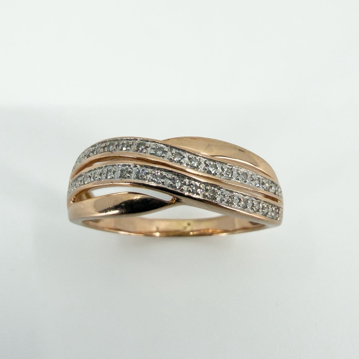 9ct - 10ct Rose Gold Diamond Band / Ring 375 Size P