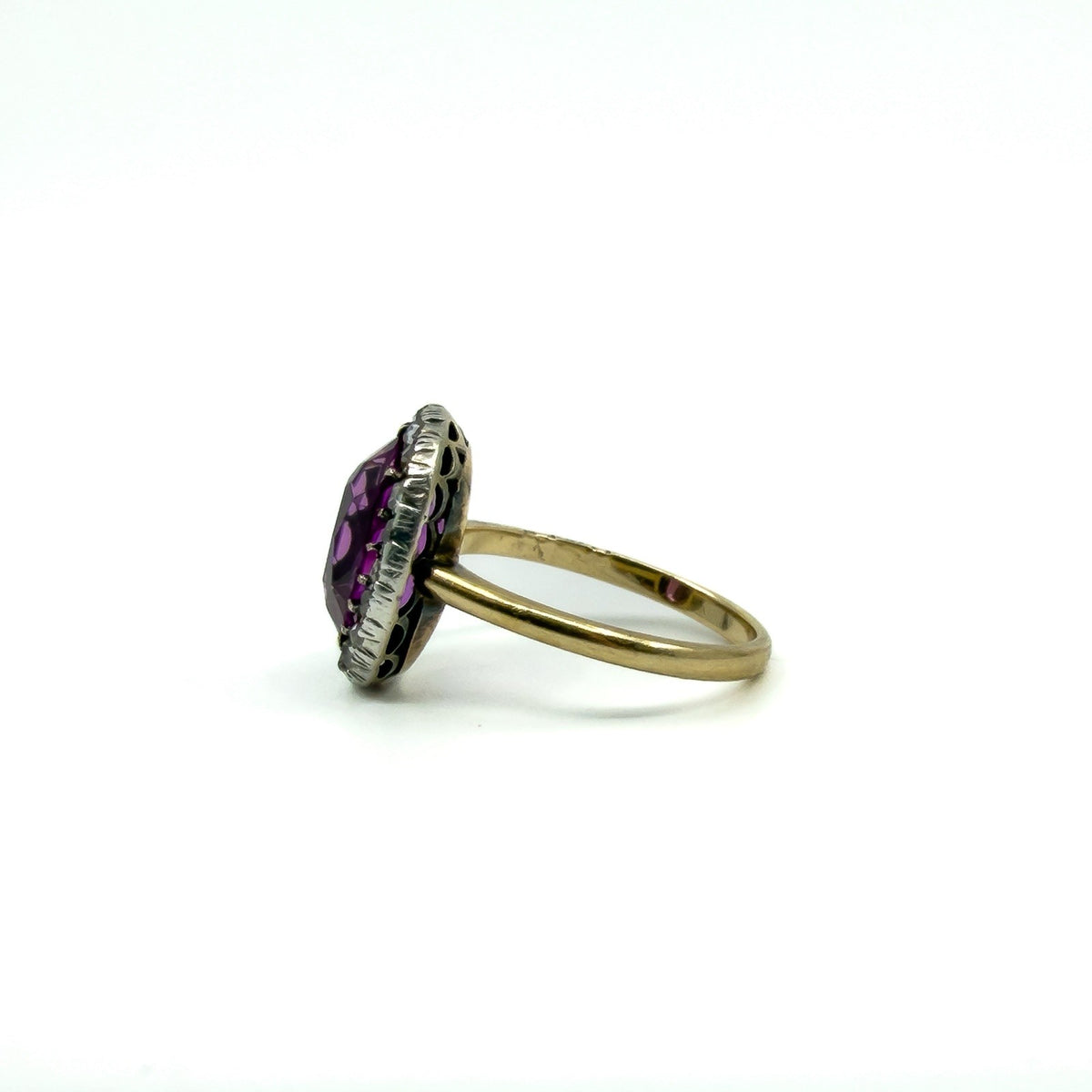 Antique / Art Deco 14ct Gold Pink Sapphire & Rose Cut Diamond Ring 585 Size O