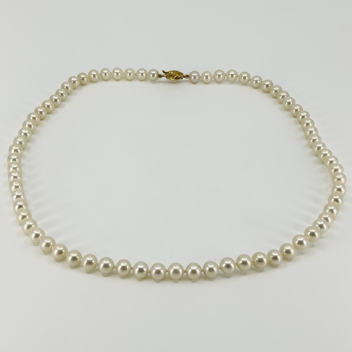 9ct Gold White 6mm Cultured Pearl 18” Necklace 375