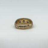Chunky Vintage 9ct Gold 1.30ct Starburst Diamond Trilogy Ring Gypsy Band Size U