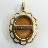 Vintage 9ct Gold Small Oval Carved Shell Cameo Pendant 375 (Left Facing)
