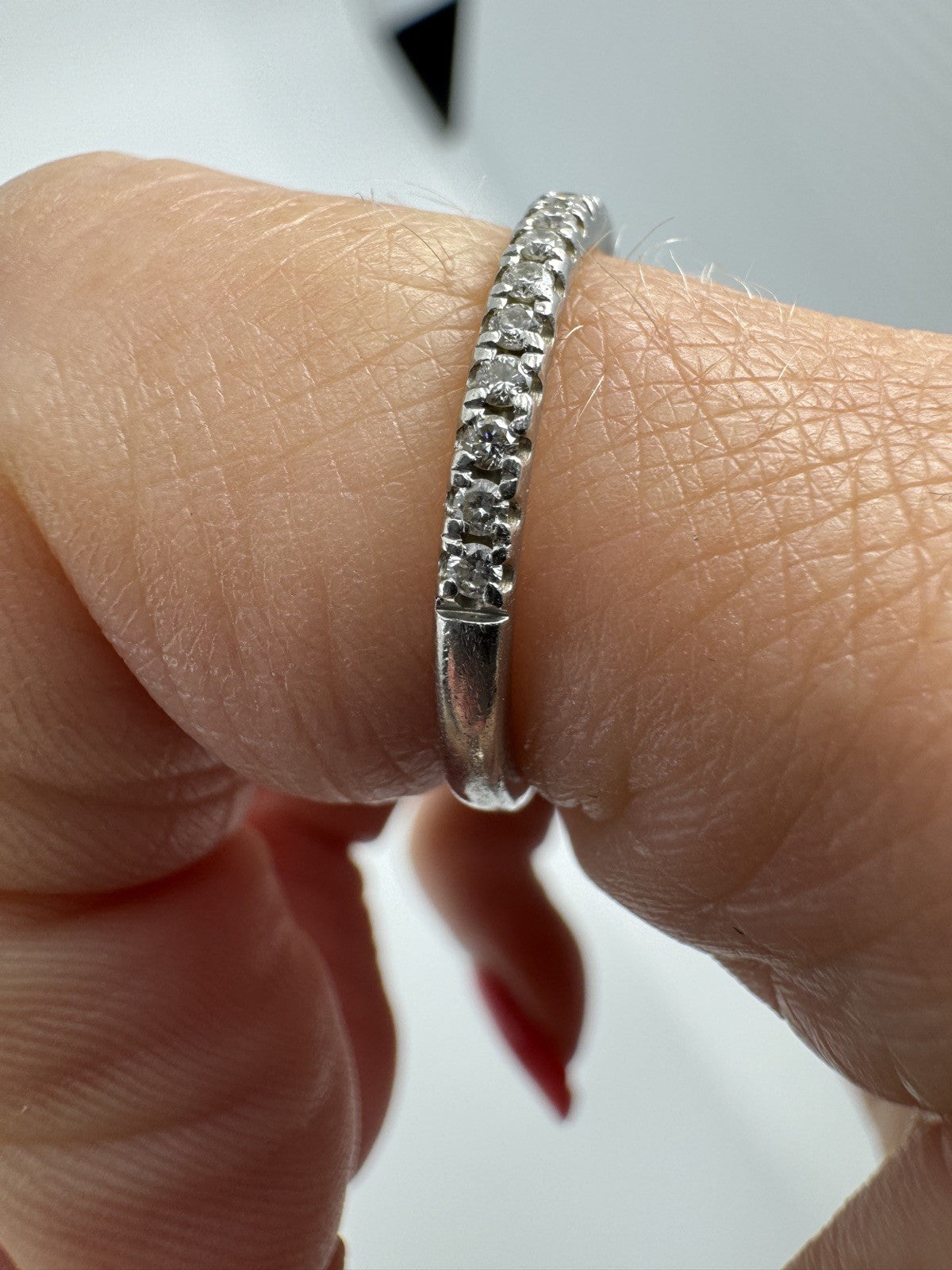 Skinny Platinum 0.28ct Diamond Eternity Band / Ring 950 Size P - Q