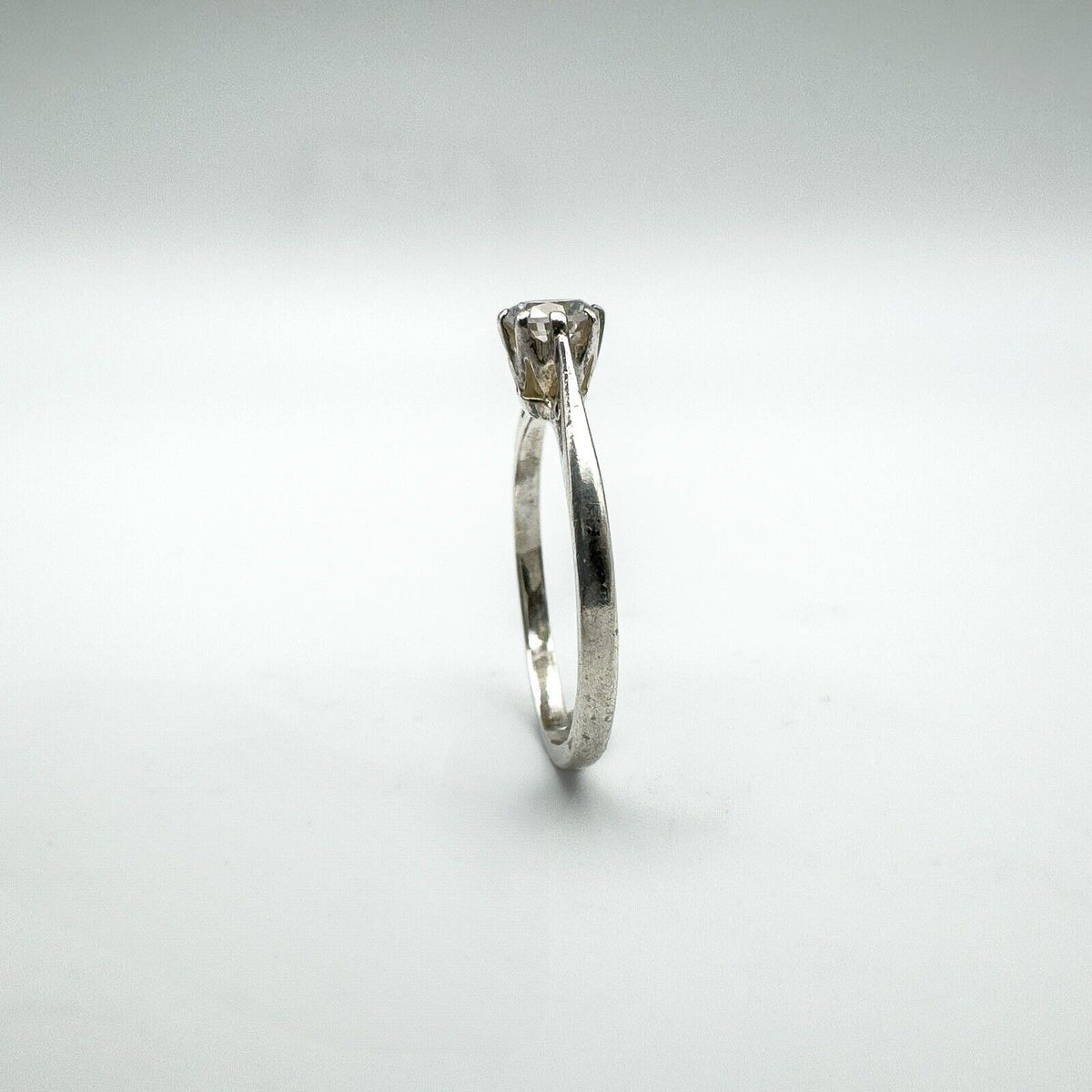 Vintage 0.25ct CZ Solitaire Ring in Sterling Silver Size L - M