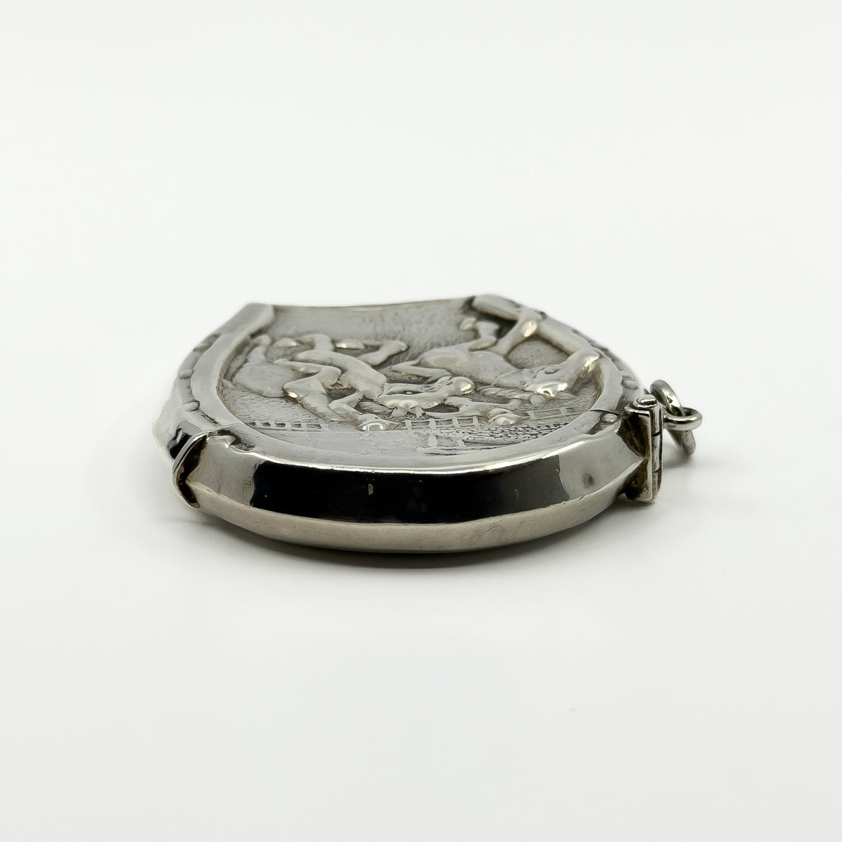 Huge Oversized Chunky Vintage Sterling Silver Equestrain Locket / Vesta Case
