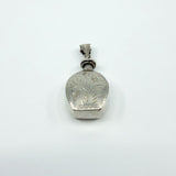 Chunky Sterling Silver Vintage Perfume / Poison Bottle Engraved Pendant 925