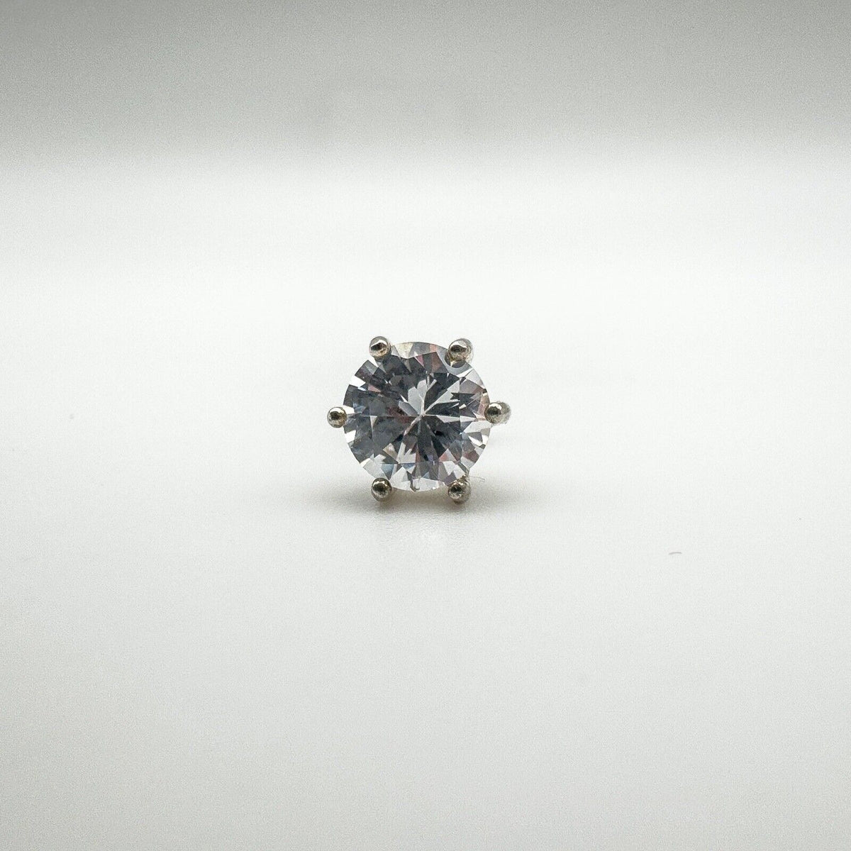 1ct CZ Solitaire Single Stud Earring in Sterling Silver 925